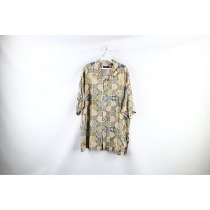 Vintage Streetwear Mens XL Geometric Short Sleeve Hawaiian Button Shirt Rayon
